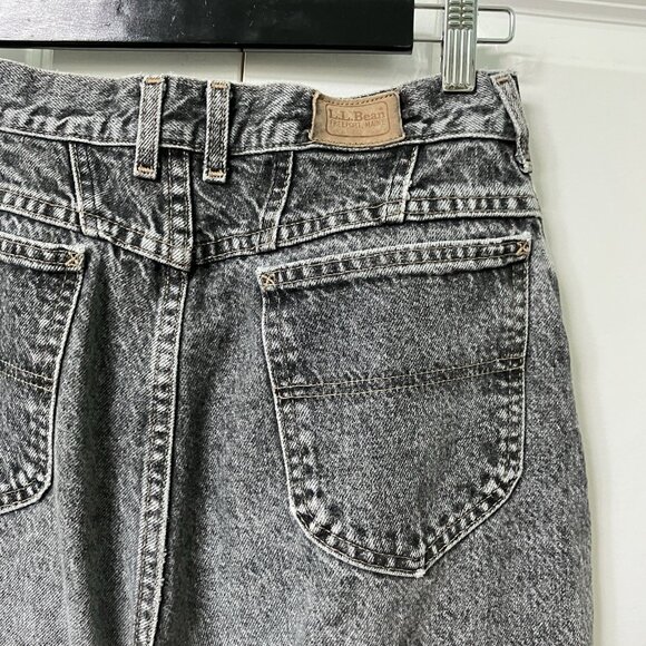 Vintage L.L. Bean Jeans Womens 12 Black Acid Wash Raw Hem High Rise Tapered Mom - Picture 4 of 12